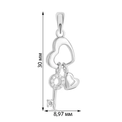 Підвіска зі срібла «Ключ до серця» з фіанітами (арт. 7503/3081)
