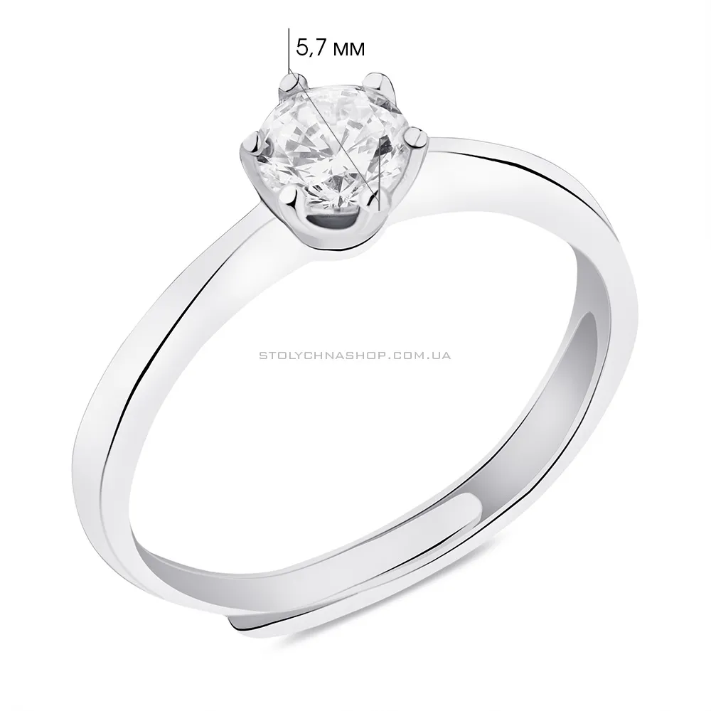 Безразмерное кольцо из серебра с фианитом (арт. 7501/6149) - 2 - цена