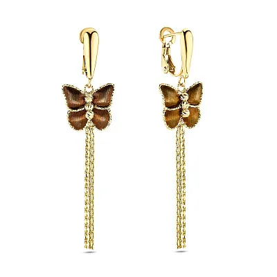 Золоті сережки-підвіски Francelli «Метелики» (арт. 107384жкр)
