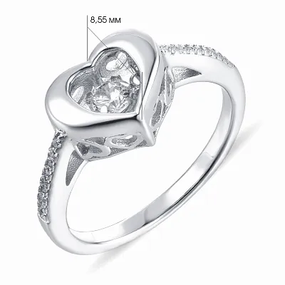 Серебряное кольцо «Сердце» с фианитами  (арт. 7501/4357)