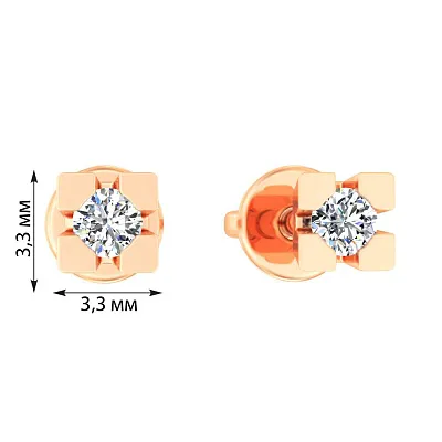 Пусеты из красного золота с бриллиантами (арт. Т011288010)