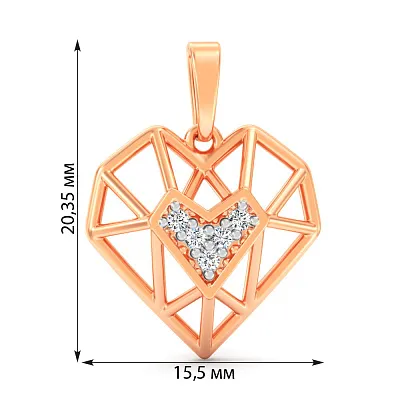 Золота підвіска Сердечко з фіанітами (арт. 440975)