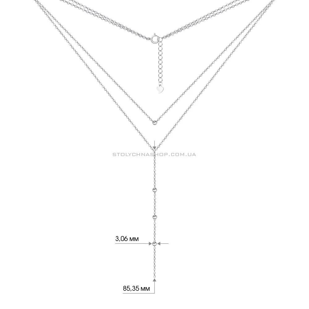 Многослойное колье - галстук из серебра с бусинками (арт. 7507/1225) - 3 - цена