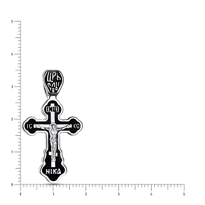 Срібний натільний хрестик з розп'яттям та емаллю (арт. 7504/333119еч)