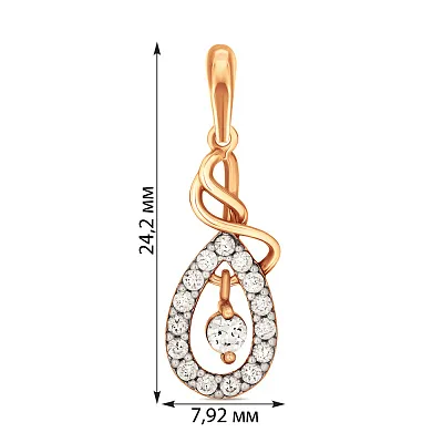 Золотой кулон с фианитами &quot;Капелька&quot; (арт. 421936)