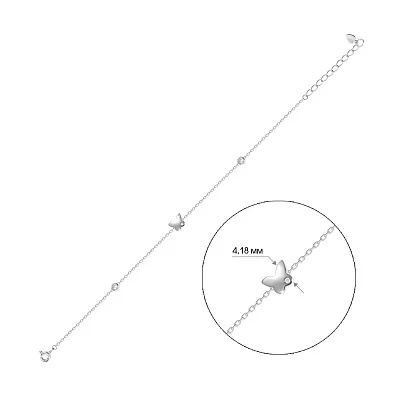 Браслет зі срібла «Метелик» з фіанітами (арт. 7509/2236)