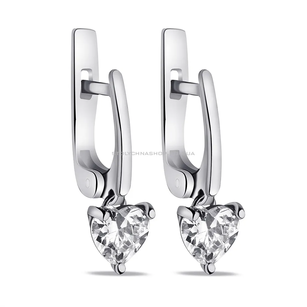 Срібні сережки-підвіски Сердечки (арт. 7502/618сп) - цена