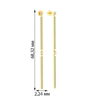 Золотые серьги пусеты с фианитами  (арт. 110552ж)
