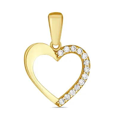 Подвеска «Сердце» с фианитами из желтого золота  (арт. 421873ж)