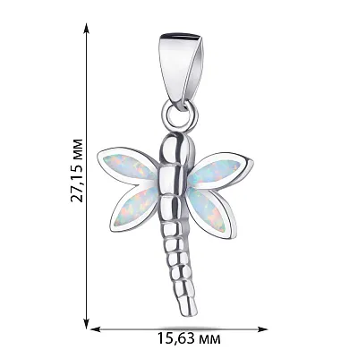 Серебряная подвеска «Стрекоза» с опалом (арт. 7503/2861Поб)