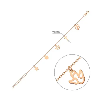 Золотой браслет с подвесками без камней (арт. 325409)