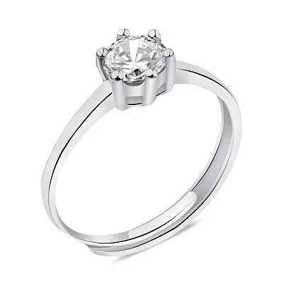 Серебряное безразмерное кольцо с фианитом (арт. 7501/6247/2)