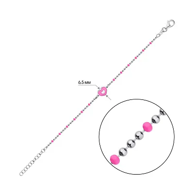Дитячий браслет зі срібла Серце з рожевою емаллю (арт. 7509/3922емлн)