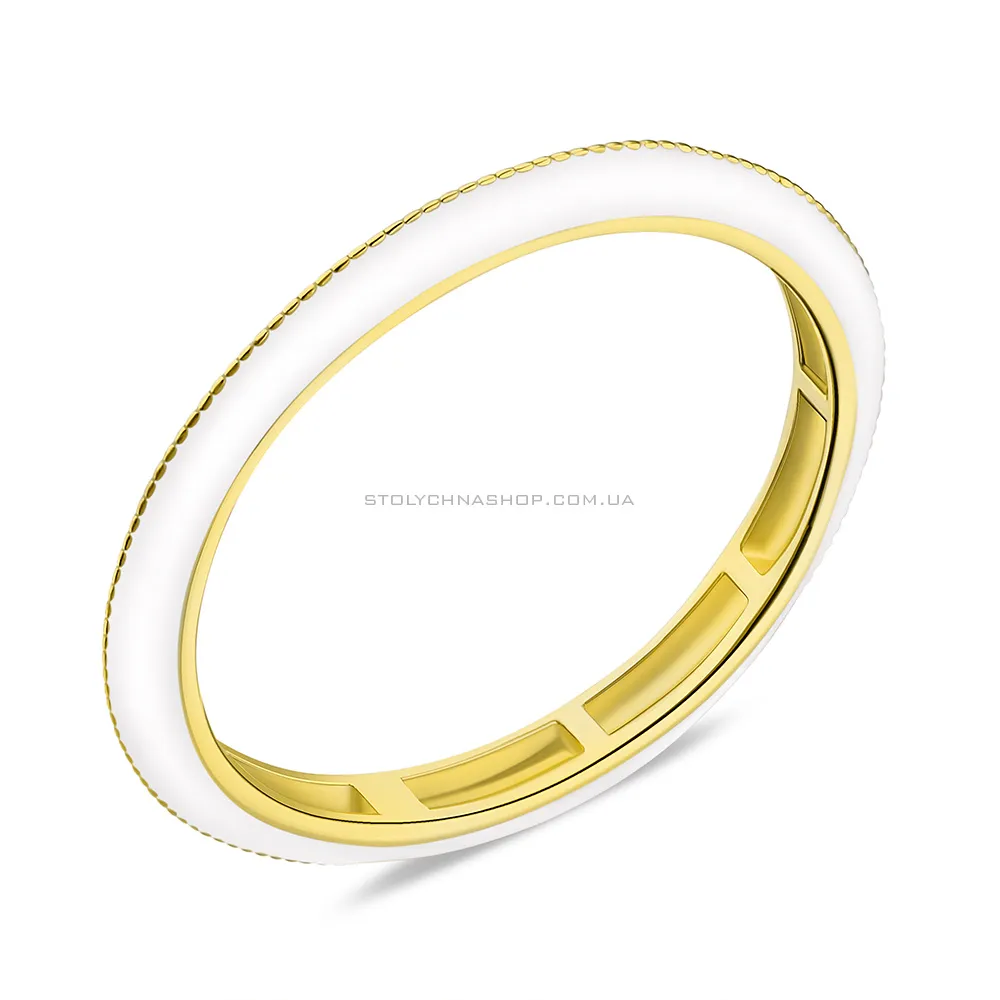 Серебряное кольцо с белой эмалью и желтым родированием (арт. 7501/6744жеб) - цена