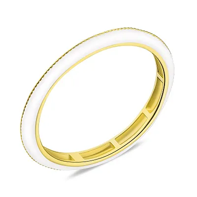 Серебряное кольцо с белой эмалью и желтым родированием (арт. 7501/6744жеб)