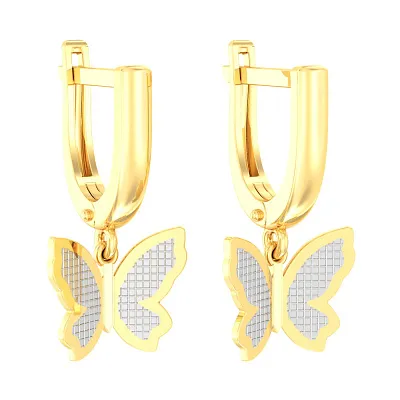 Золоті сережки-підвіски «Метелики» (арт. 110471ж)