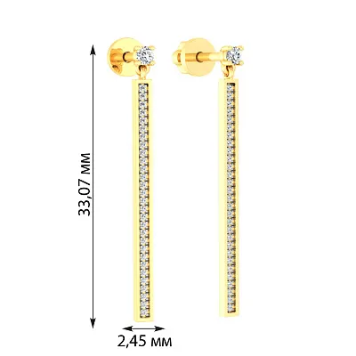 Золоті сережки з підвісками і фіанітами (арт. 110563ж)