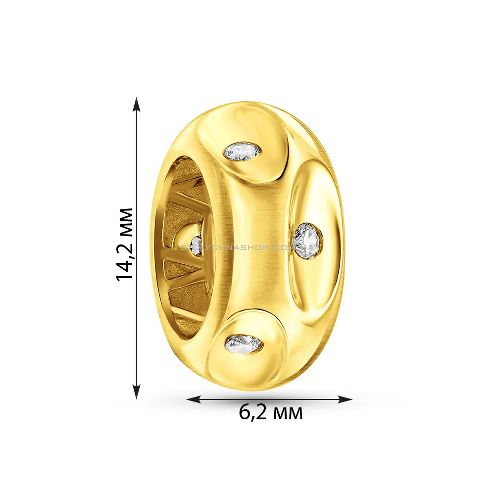 Подвес-шарм из желтого золота с фианитами  (арт. 424772жм) - 2 - цена
