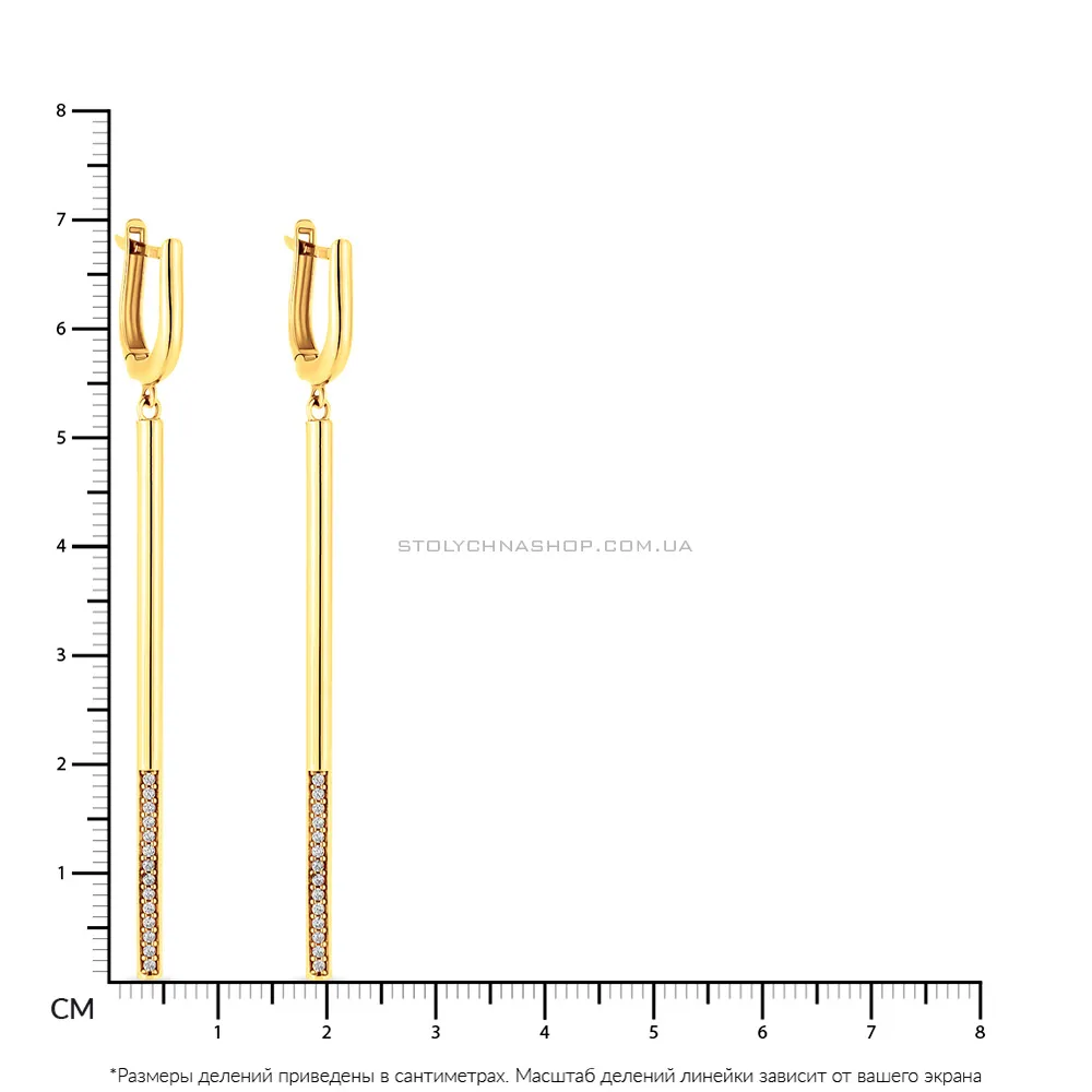 Золоті сережки-підвіски в жовтому кольорі металу (арт. 107588ж) - 2 - цена