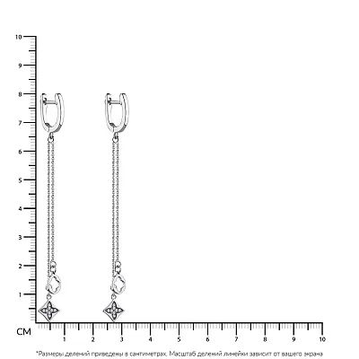 Довгі сережки-підвіски зі срібла з фіанітами (арт. 7502/4443)