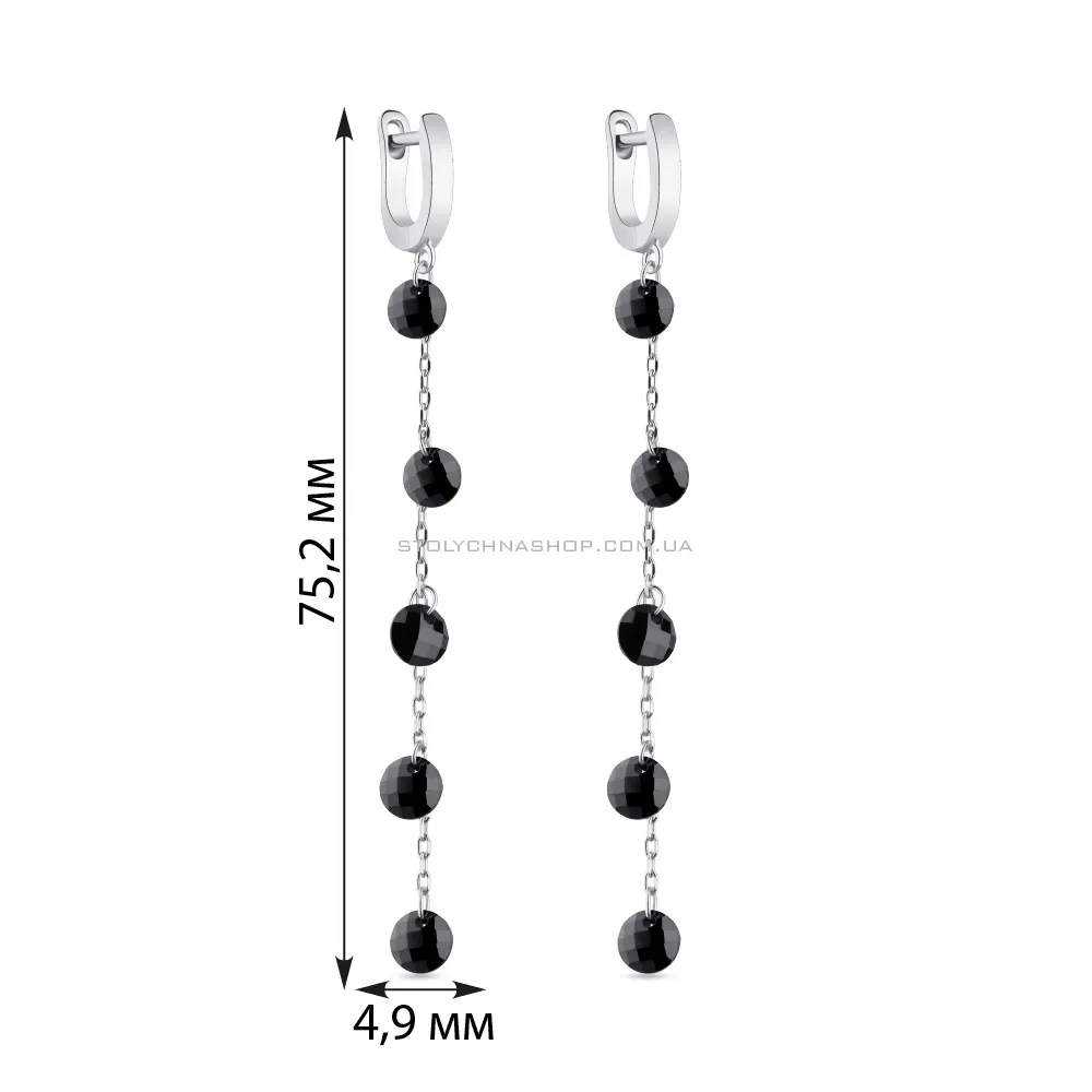 Сережки-підвіски зі срібла з чорними фіанітами (арт. 7502/4842ч) - 2 - цена