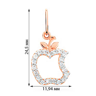 Золота підвіска «Яблуко» з фіанітами (арт. 440323)