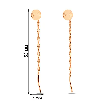 Золотые серьги протяжки с алмазной гранью (арт. 107215)