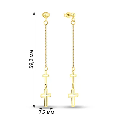 Сережки-пусети з жовтого золота Хрестики (арт. 1091557ж)