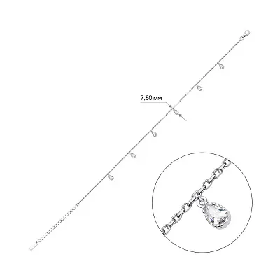 Браслет на ногу зі срібла &quot;Крапелька&quot; з підвісками  (арт. 7509/1208)