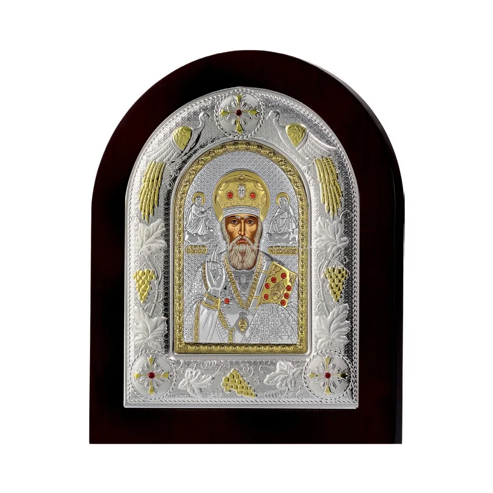 Серебряная икона «Святой Николай» (140х120 мм) (арт. MA/E3108DX)