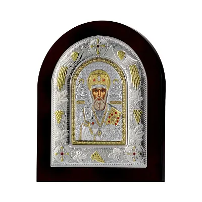 Срібна ікона «Святий Миколай» (140х120 мм) (арт. MA/E3108DX)