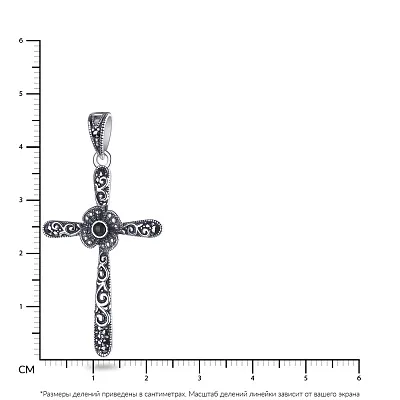 Срібний хрестик з оніксом і марказитами (арт. 7403/2868мрко)