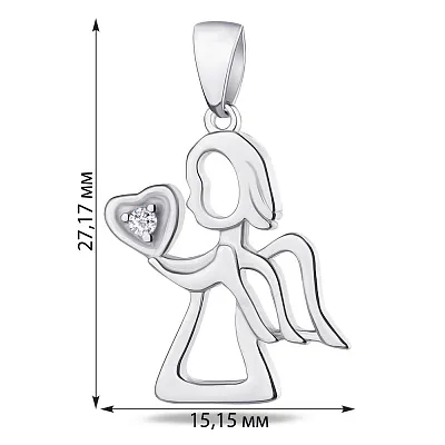 Серебряная подвеска «Ангел» с фианитом (арт. 7503/2498)