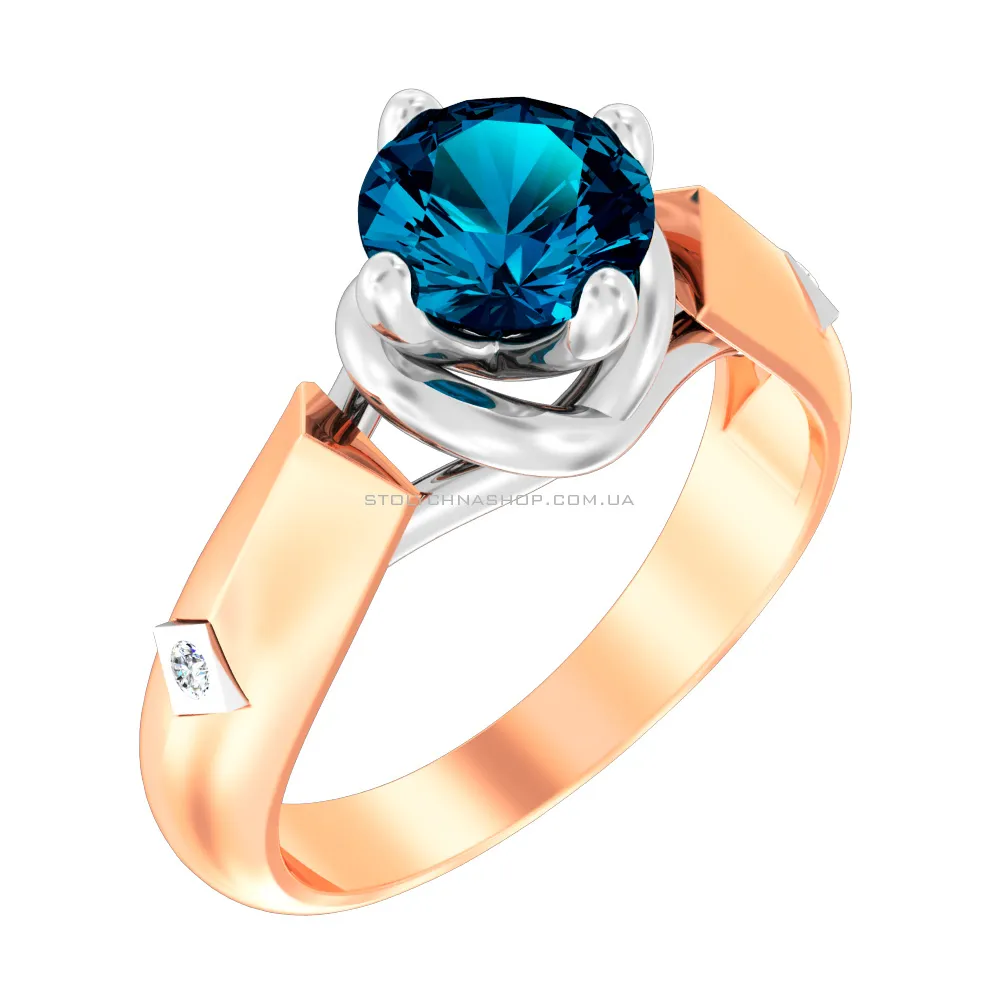 Золотое кольцо с топазом и фианитами Blue Ocean (арт. 140748Пл)