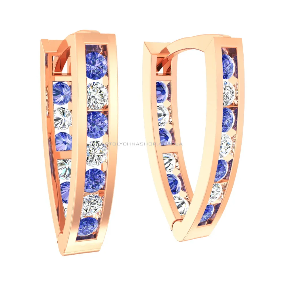 Золоті сережки для дітей з синіми фіанітами (арт. 110121с) - цена