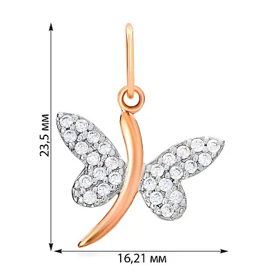 Золотая подвеска «Стрекоза» с фианитами (арт. 440325)