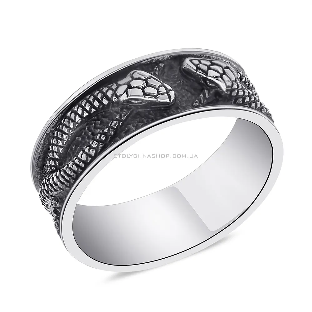 Серебряное кольцо "Змеи" с чернением  (арт. 7901/5795)