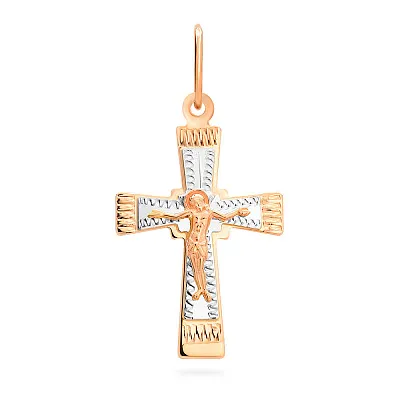 Золотой нательный крестик с распятием  (арт. 529402)