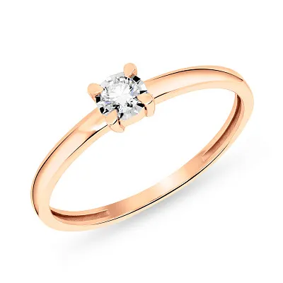 Кольцо для помолвки из красного золота с бриллиантом  (арт. К011264010)