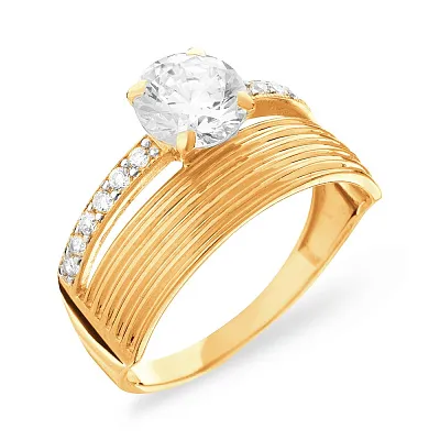 Золотое помолвочное кольцо с фианитами (арт. 140417ж)
