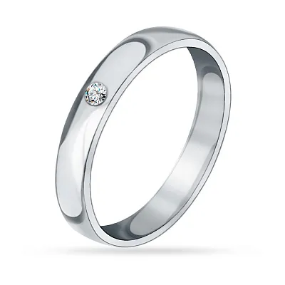 Обручальное кольцо с бриллиантом из белого золота (арт. К239183б)
