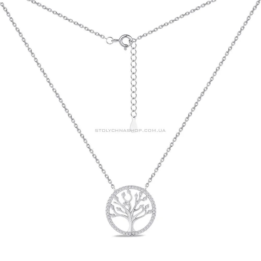 Кольє зі срібла "Сімейне дерево" з фіанітами (арт. 7507/1154) - 2 - цена