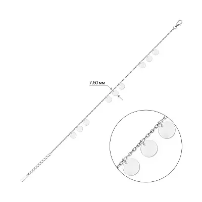 Браслет на ногу "Монети" зі срібла  (арт. 7509/3338/6)