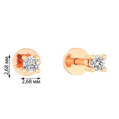 Золоті сережки-пусети з діамантами (арт. Т011019)