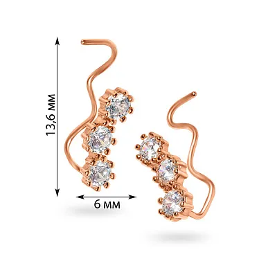 Золоті сережки кафи з фіанітами (арт. 110198)