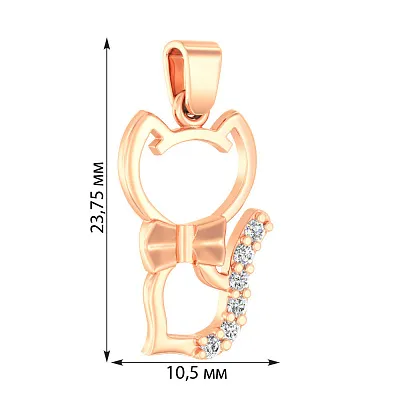 Золота підвіска «Котик» з фіанітами (арт. 440357)