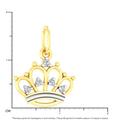 Кулон «Корона» з жовтого золота з фіанітами (арт. 440615ж)