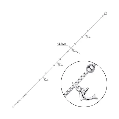 Браслет на ногу зі срібла «Дельфіни» (арт. 7509/1693)