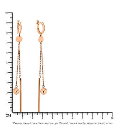 Золоті довгі сережки-підвіски без каміння (арт. 108652)