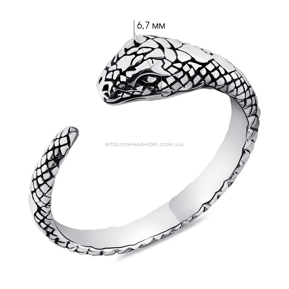 Безрозмірна каблучка Змія зі срібла (арт. 7901/6313) - 2 - цена